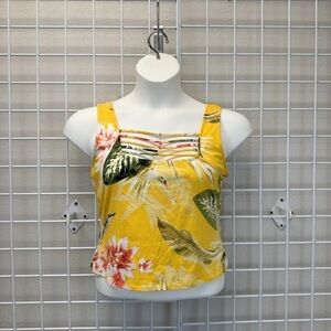 Guess Sleeveless Tropical Print Crop Top - Size 16
